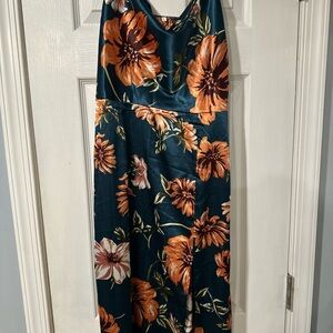 Floral Maxi Dress in Teal and Orange